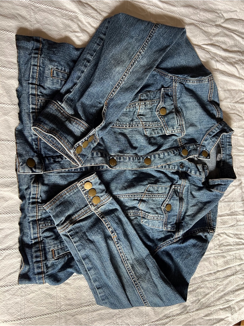 a.n.a Women's Blue Denim Jacket with Brass Buttons